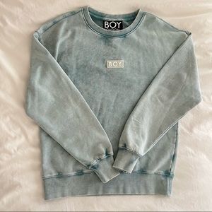 Boy London Glitch Cotton-jersey Sweatshirt In Washed Blue